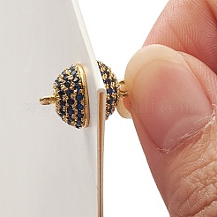 真鍮マイクロパヴェキュービックジルコニアマグネットクラスプ、ループ付き  ラウンド  ミックスカラー  14x10mm  穴：1mm&nbsp;ZIRC-L075-49B