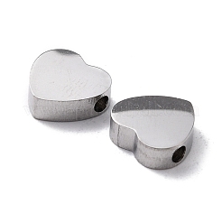 変色しにくい304ステンレススチールビーズ  ハート  ステンレス鋼色  8.5x9x3mm  穴：1.8mm&nbsp;STAS-F271-19P