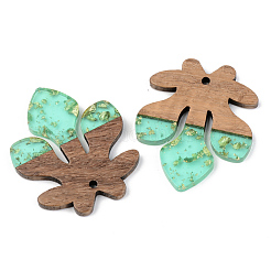 Transparent Resin & Walnut Wood Pendants&nbsp;RESI-S389-051A-B02