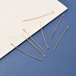 真鍮製アイピン  18KGP本金メッキ  51x3x0.7mm  穴：1.5mm&nbsp;X-KK-F824-113F-G