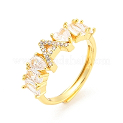 26Pcs 26 Style Initial Letter A~Z Clear Cubic Zirconia Adjustable Rings Set&nbsp;RJEW-Q781-17G
