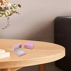 厚紙製のジュエリーネックレスイヤリング収納ボックス  正方形  ピンク  7x7x4.1cm&nbsp;CON-WH0086-188