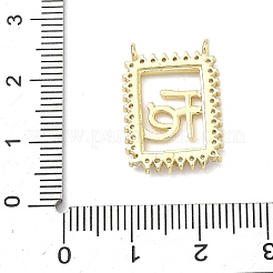 真鍮製マイクロパヴェキュービックジルコニアペンダント  ゴールドカラー  長方形チャーム  言葉  21x15x3mm  穴：1.2mm&nbsp;KK-K417-19A-G