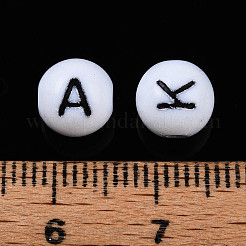 不透明なアクリルビーズ  アルファベットa～zの丸  a～zの文字  8x7mm  穴：1.8mm  約1720個/500g&nbsp;SACR-ZX012-10