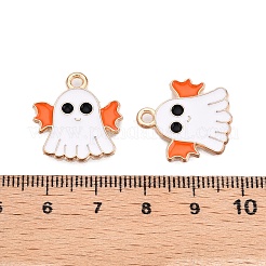 ハロウィンテーマアロイエナメルペンダント  ライトゴールド  ゴースト  20x19x1mm  穴：2mm&nbsp;LS-ENAM-T020-07G