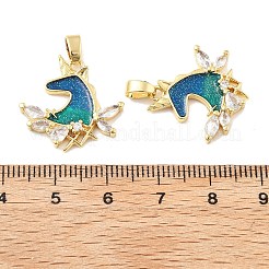 Brass Enamel Micro Pave Cubic Zirconia Pendants&nbsp;KK-M325-04G