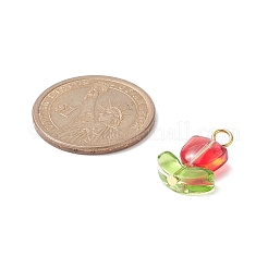 ガラスチャーム  黄金色の鉄のループ  チューリップチャーム  ミックスカラー  20x14x6mm  穴：3mm&nbsp;PALLOY-JF02043