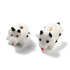 手作りランプワークビーズ  漫画のスタイル  牛  ホワイト  21~24x13x15~19mm  穴：1.7~2.3mm&nbsp;LAMP-I024-29