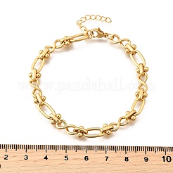 304ステンレススチール製オーバル＆インフィニティリンクチェーンブレスレット（女性用）  イオンプレーティング（ip）  ゴールドカラー  7-1/4インチ（18.4cm）&nbsp;BJEW-K226-14A-G