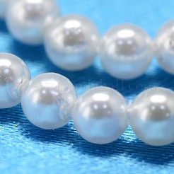 ラウンドシェルパールビーズ連売り  ホワイト  3mm  穴：0.5mm  約122個/連  15.74インチ&nbsp;X-BSHE-L011-3mm-A013