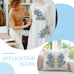 2Pcs 2 Styles Peacock Feather Shape Polyester Embroidery Sew on Flower Appliques&nbsp;PATC-MA0001-35