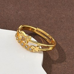 Brass Micro Pave Cubic Zirconia Finger Rings&nbsp;RJEW-H258-13G