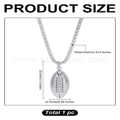 1Pc Anti-Tarnish Stainless Steel Rugby Pendant Box Chain Necklaces for Women Men&nbsp;NJEW-LP0001-11