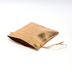 オーガンジーバッグ巾着袋  長方形  ゴールド  12.3x8.5x0.15cm&nbsp;OP-WH0009-09B