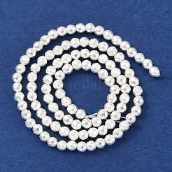 電気めっき合成非磁性ヘマタイト ビーズ 連売り  多面カットラウンド  銀メッキ  4mm  穴：1mm  約110個/連  15.91''（40.4センチメートル）&nbsp;G-U003-13B