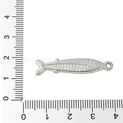 304ステンレススチール製のイワシのペンダント  海洋動物のチャーム  変色しない  ステンレス鋼色  34.5x7x2mm  穴：1.6mm&nbsp;STAS-S186-05C-P