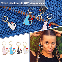 Alloy Enamel Cat Charm Locking Stitch Markers&nbsp;HJEW-PH01711