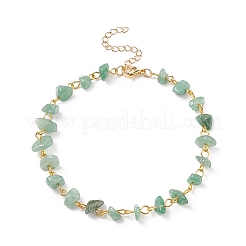 Gemstone Chips Beaded Anklet with 304 Stainless Steel Chains for Women&nbsp;X-AJEW-AN00497