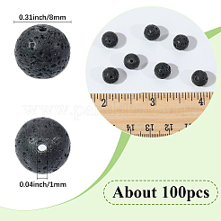 2連売り天然溶岩ビーズ連売り  ラウンド  8mm  穴：1mm  約50個/連  15.7インチ&nbsp;G-SP0001-28