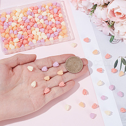 200色染め合成サンゴビーズ4個  DIYのジュエリーには  ジャスミンの花  ミックスカラー  8~8.5x6.5~7mm  穴：1mm  50個/カラー&nbsp;CORA-SP0001-22