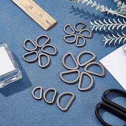 合金Dリング18個  バックル留め金  ウェビング用  ストラップバッグ  服飾材料  ガンメタ色  15x21x2.5mm  18個/箱&nbsp;FIND-WR0003-21B