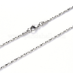 変色しない304ステンレススチールボストンリンクチェーンネックレス  カニカン付き  ステンレス鋼色  19.68インチ（50cm）x1mm&nbsp;NJEW-S420-006B-P