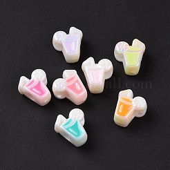 UVメッキレインボー虹色アクリルヨーロピアンビーズ  大穴ビーズ  エナメル  ジュース  ミックスカラー  13.8x12x7.5mm  穴：4mm&nbsp;SACR-E009-25
