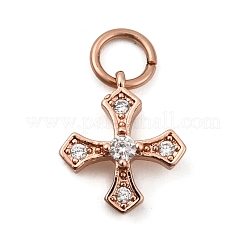Brass Micro Pave Cubic Zirconia Tiny Cross Charms&nbsp;ZIRC-G128-04-1