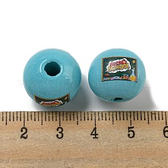 プリントウッドヨーロピアンビーズ  大穴ビーズ  ラウンド  空色  16~16.5x14.5~15mm  穴：4mm&nbsp;WOOD-L020-D12