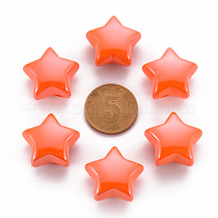 不透明なアクリルビーズ  パールカラーの  スター  レッドオレンジ  20.5x21x12.5mm  穴：3.5mm&nbsp;MACR-S372-02B-84