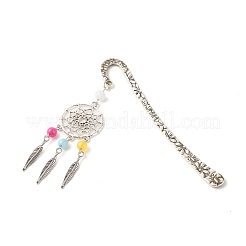 Natural Round Dyed White Jade Beads Bookmark&nbsp;AJEW-JK00176