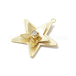 真鍮チャーム  ラインストーン付き  長持ちメッキ  ニッケルフリー  18KGP本金メッキ  スター  22x21.5x4mm  穴：1.2mm&nbsp;KK-A275-07C-G