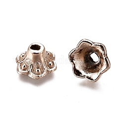 合金ビーズキャップ  6花びら  鉛フリー＆カドミウムフリー  花  ライトゴールド  8x9x5mm  穴：1.6mm&nbsp;PALLOY-F277-15LG-RS