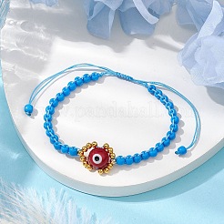 Handmade Lampwork Evil Eye & Glass Seed Beads Braided Bead Bracelets&nbsp;BJEW-MZ00090-04