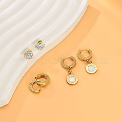 3 Pairs 304 Stainless Steel Flat Round Stud Earring Sets&nbsp;TZ7718-4