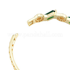 Cubic Zirconia Rectangle & Evil Eye Hinged Bangle&nbsp;BJEW-N012-047