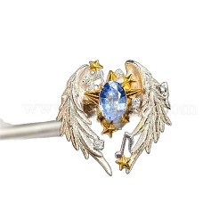 Alloy Rhinestone Wing Cuff Open Rings for Women&nbsp;WG253F1-01