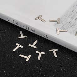 変色しにくい304ステンレススチールの文字チャーム  文字.t  11x9x0.5mm  穴：1mm&nbsp;LS-X-STAS-O072-T