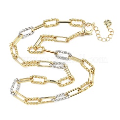 Two Tone Brass Twisted Rectangle Link Chain Necklaces&nbsp;KK-C251-31GP