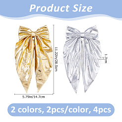 布製蝶結びヘアバレッタ 4色 2個  女性のためのヘアアクセサリー  ミックスカラー  285x147x17mm  2個/カラー&nbsp;PHAR-FH0001-08