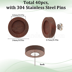 40Pcs Wooden Stud Earring Findings&nbsp;FIND-SC0008-96B