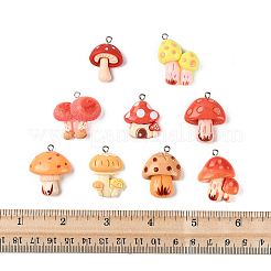 32本9スタイルレジンペンダント  キノコ  ミックスカラー  26~32x19.5~23x6~9mm  穴：2mm  4個/スタイル&nbsp;RESI-FS0002-30