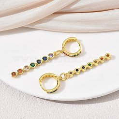 Brass Pave Cubic Zirconia Hoop Dangle Earrings&nbsp;KK-CBAD9DF-02G-B