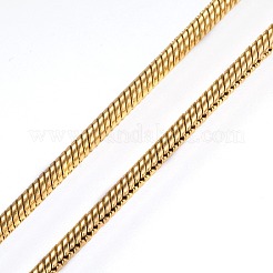 304ステンレスネックレス  カニカン付き  スネークチェーンネックレス  ゴールドカラー  29.88インチ（75.9cm）  2mm&nbsp;X-NJEW-D281-03