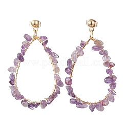 Teardrop Natural Gemstones Dangle Studs Earrings&nbsp;EJEW-JE05748