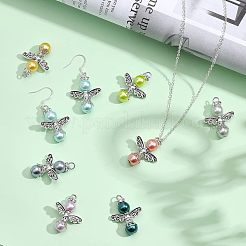 チベットスタイルの合金ビーズとラインストーンスペーサービーズ付き  天使  ミックスカラー  4mm  穴：28.5x21.5x8mm  2.5個/セット&nbsp;FIND-CA0006-26