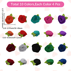40個 10色の花の不織布アクセサリー  衣装帽子バッグ飾りアクセサリー  ミックスカラー  40~50x30~50x9~11mm  4個/カラー&nbsp;DIY-CY0001-73B