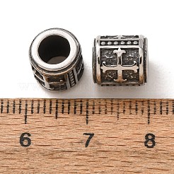 316サージカルステンレススチールヨーロピアンビーズ  大穴ビーズ  幸せという言葉の列  アンティークシルバー  クロス  9x8~8.5mm  穴：5mm&nbsp;SA-CBA7555-01AS-05