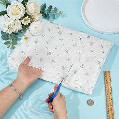 綿織物  服装アクセサリー  花模様の長方形  ホワイト  1500x1300~1350x0.5mm&nbsp;DIY-WH0933-30B