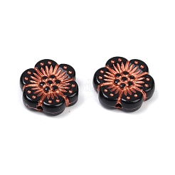 不透明なアクリルビーズ  赤色のエンレース  花  12x13x4mm  穴：1.2mm  約1136個/500g&nbsp;OACR-P029-10A-01